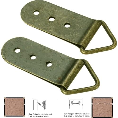 10Pcs Antique Bronze D-Ring Frame Hooks Triangle Wall Hanging Photo Picture Oil Painting Mirror Frame Hooks Hanger and Screws