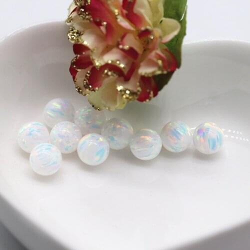 10pcs Hot!!! 7mm Synthetic OP17 Fire White Opal Bead Round opal ball stone Synthetic Opal Beads with full hole for Jewelry