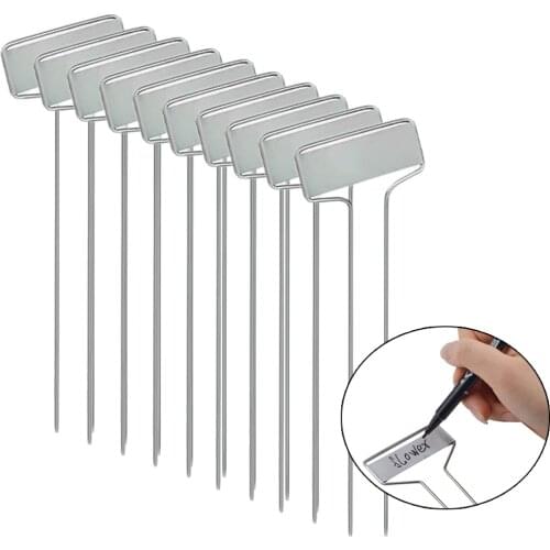 10 Pack Metal Plant Label with 1 Marker Pens, 4 6 8 10 11.5 Inch Plant Marker Copper Plant Tags Reusable Garden Plant Labels