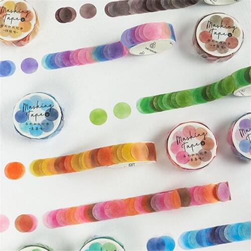 100pcs/roll Candy Color Round Washi Tape Self Adhesive Masking Tapes DIY Scrapbooking Notebook Planner Stickers Office Supplies