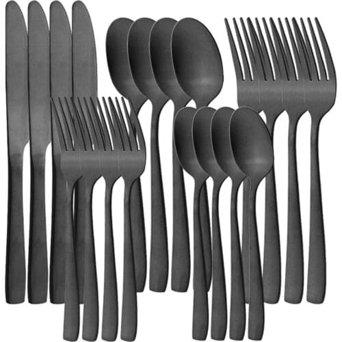 20Pcs Matte Black Cutlery Set Dinnerware Set Dinner Knife Dessert Fork Spoon Tableware Stainless Steel Flatware Kitchen For Home