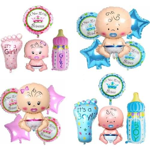 4Pcs Girl BoyFoil Helium Balloon KitFor Newborn Baby Shower Christening Birthday Party Decorations Favors Gender Reveal Supplies