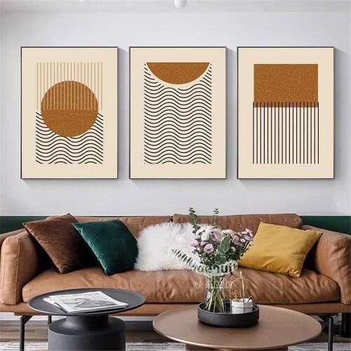 Abstract Geometric Shape Lines Wall Art Poster Wavy Art Print Original Canvas Painting Minimalist Picture Living Room Home Decor