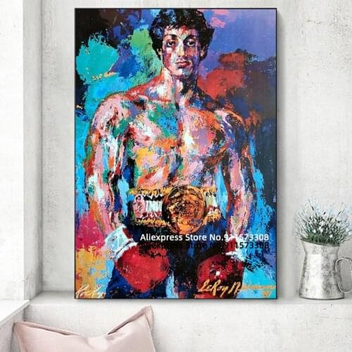 Abstract Rocky Balboa Boxing Bodybuilding Painting Movie Posters Prints Wall Art Motivational Picture Living Room Decor