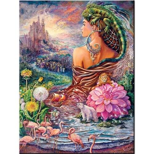 5d Diy Diamond Painting Lizard Beauty Flamingo Full Sqaure Round Drill Cross Stitch Embroidery Rhinestone Mosaic Decor JX236