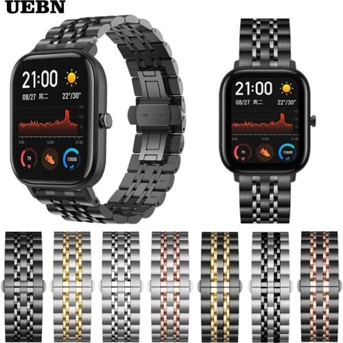 UEBN Metal Stainless Steel Strap for xiaomi Huami Amazfit GTS Bracelet for Amazfit Bip S GTR 42mm 47mm Stratos 3 watchBands