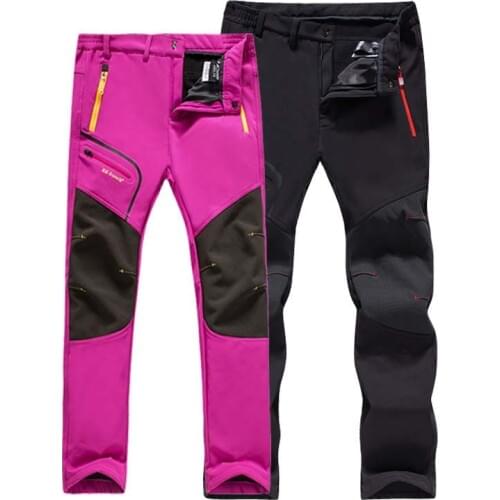 New Men Women Soft shell pants Autumn Winter Outdoor Thick warm Fleece sports Hiking pants camping climbing hunting trousers 6XL