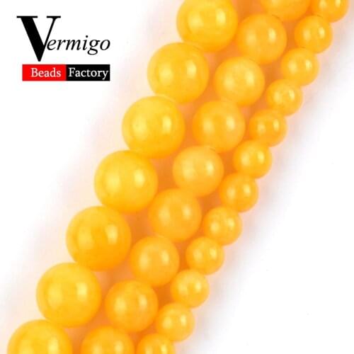 Natural Yellow Agates Spacer Stone Beads For Jewelry Making DIY Necklace Bracelet Ring 4mm-12mm Round Loose Beads 15" Wholesale