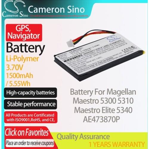 CameronSino Battery for Magellan Maestro 5300 5310 Maestro Elite 5340 fits Magellan AE473870P GPS,Navigator battery 1500mAh