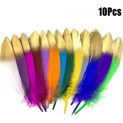 Colored Gold Goose Feathers Crafts DIY Wedding Party Feathers Plume Jewelry Making Christmas Home Accessories Decoration 15-20cm
