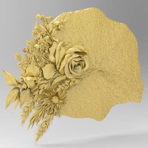 Flower 3d STL Model for CNC Router 3D Printer Artcam Aspire Bas Relief_ Decor relief