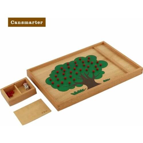 Kids Math Toys Teaching Apple Tree Counting Exercise Preschool Montessori With Box Early Education Wooden Beech Material