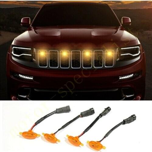 For Jeep Cherokee 2019-2021 LED Car Front bumper Grille LED Amber Light Raptor Style Light Kit Decor W/ Wire Speed