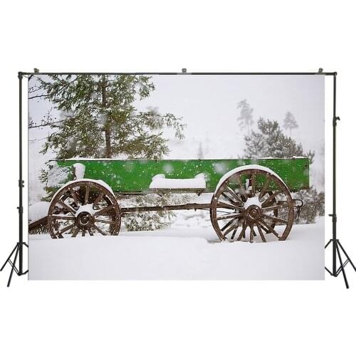 HUAYI Photography Backdrop Winter Snowy wheels Photo Background Christmas Holiday Celebration Studio Newborns Child Drop W-3596