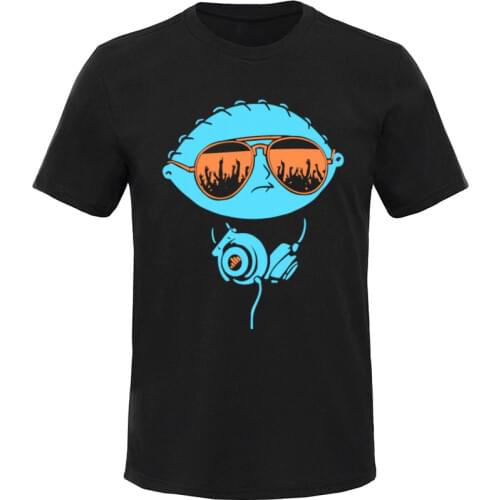 DJ Stewie Tshirt Hip Hop Male Tops Tees Heavy Metal Summer Crew Neck 100% Cotton Men T-Shirt Rapper Custom T Shirt Street Music