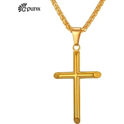 G Punk Crucifix Pendant Simple Design Necklace Unisex yellow Gold color 316L Stainless Steel Fashion Jewelry Unique P1882G