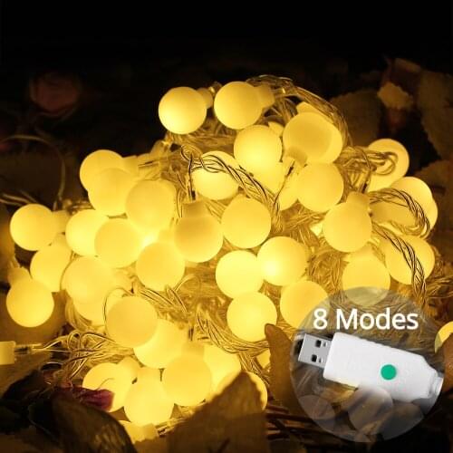 USB Operated 10M 60LEDs Ball string light 8 Modes Holiday lights Christmas Wedding Party Decor 2M 20LEDs Warm white / Multicolor