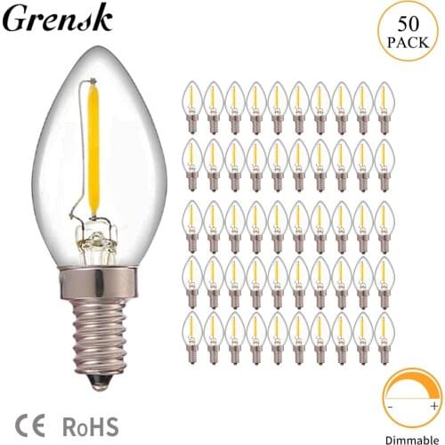 Grensk C7 0.5W E14 led Edison Dimmable LED Filament Night Bulb Warm White 2700K Candelabra Lamp E12 220V 8W Incandescent lamps