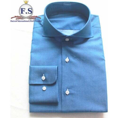 Tailored 2 button cutaway collar men dress shirt with long sleeve