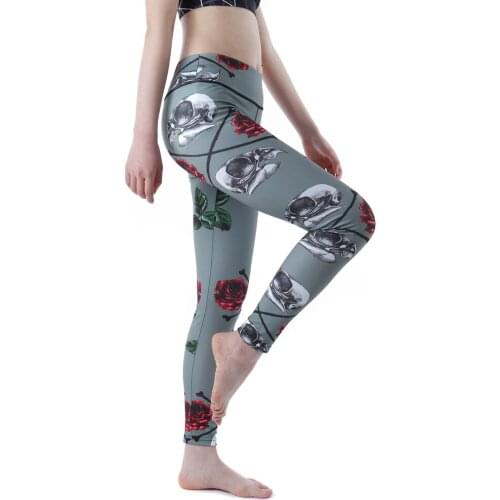 Skull Printed Tights High Waist Woman Yoga Pants Street Style Yoga Leggings Sport Women Fitness Gym Wear Fashion Trousers