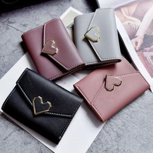 Three Fold Wallet Japanese And Korean Womens Wallets 2021 New Summer Versatile Mini Peach Heart Buckle Wallet Zero Wallets