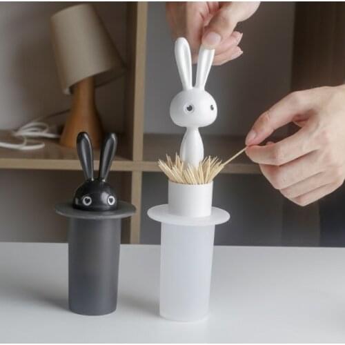 Creative Fashion Rabbit Shape Toothpick Cans Cotton Swab Box Home Hotel Accessories Toothpick Dispenser Case Table Decor LF13