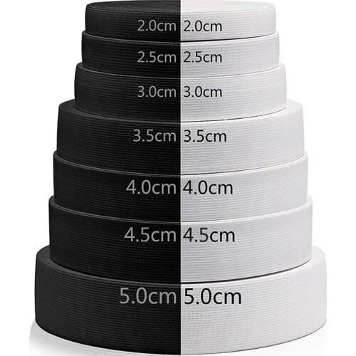 30/40 Meters Elastic Bands For Clothes Waistband White Black Elastic 4cm Ribbon Sewing Accessories 15/20/25/30/35/40/45/50/60mm