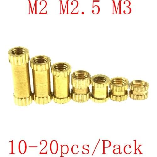 M2 M2.5 M3 Brass insert Through thread brass insert nut / knurled nuts for injection moulding