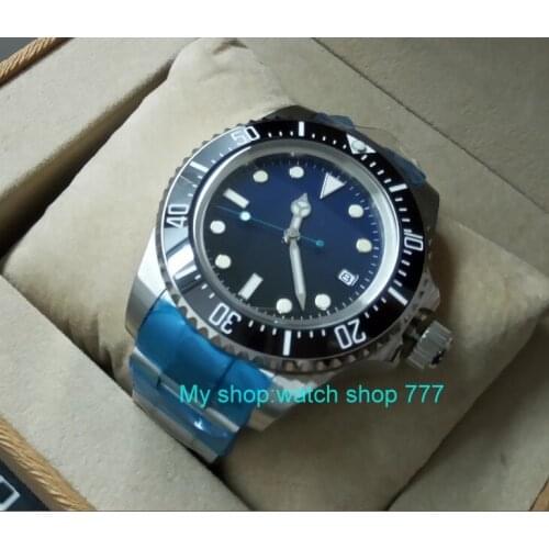 43mm PARNIS blue&black dial Black ceramic Bezel Automatic Self-Wind movement Men Watch luminous Mechanical watches pa38-p8