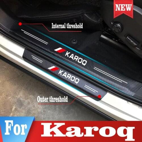 PU Leather Car Sticker Door Sill Plate For Skoda Karoq Auto Threshold Protector Decals Pedal Cover Car Tuning Accessories