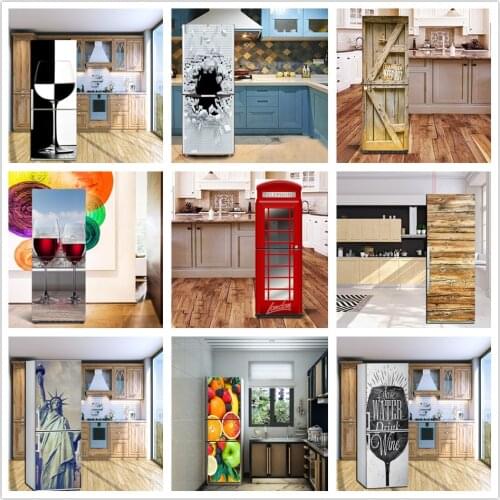 60x180cm 3D Refrigerator Door Poster Wallpaper Kitchen Home Decoration Art Mural Self-adhesive Waterproof DIY Wall Sticker Decal