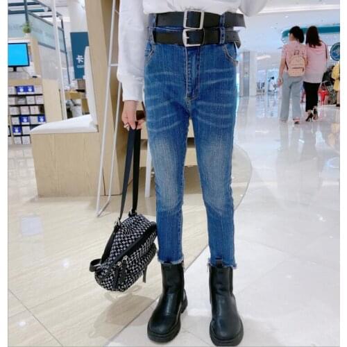 2020 new wholesale girls denim pants with belts fashion autumn girls jean pants 3-8t F767