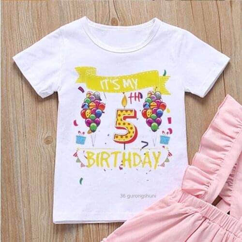 New 6th Birthday Costume Children T Shirt Kawaii Girls T Shirts Summer Tops Aesthetic Birthday Clothes Boys T-shirt Kid Clothes