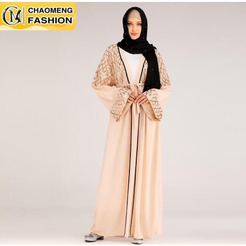 New Muslim Shining Sequin Chiffon Design Islamic Clothing Muslim Women Dresses Cardigan Dubai Abaya Middle East Arab Fashion