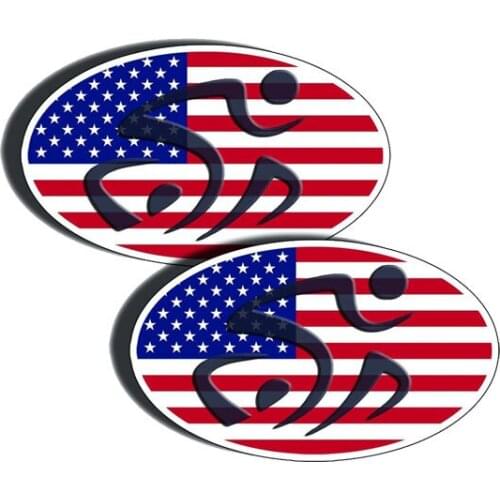 New Triathlon Bike American Flag Car Stickers Decals Cover Scratch Cover scratches for Rear Windshield Trunk Bumper KK10*6cm
