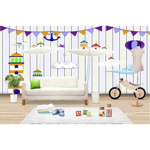 Custom wallpaper children, European style simple plank landscape de parede vinyl wallpaper paper for childrens room TV wall