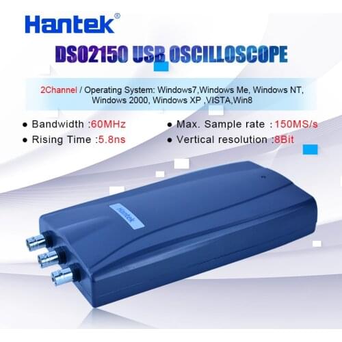 Hantek DSO2150 2 Channels Digital Virtual oscilloscope 60MHz Bandwidth 2CH PC USB Oscilloscope 150MSa/s 23 functions Vi original