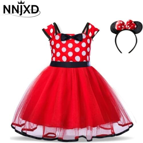 Mouse Dress For Girls Children Clothing Baby Girl Easter Dress Up Clothes Birthday Party Polka Dots Casual Wear Vestidos