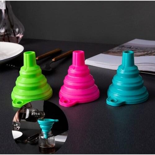 DIY Food Grade Folding Silicone Funnel Household Liquid Dispensing Silicone Folding Telescopic Mini Funnel Kitchen Tool