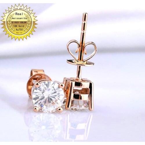 18K Gold earring A pair of earring 1CTD Color Moissanite Earrings For Women 004