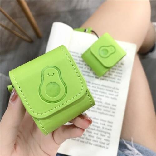 Cute Avocado Leather Cover For Apple Airpods Case Wireless Bluetooth Earphone Protective Case For Airpods Charging Box Cover