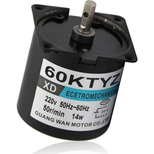 220V AC synchronous motor, 14W gear slowdown slow motor, 60KTYZ permanent magnet bidirectional small motor