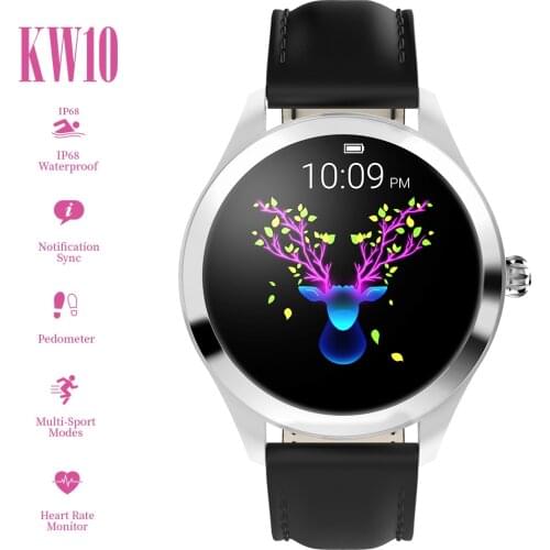 KINGWEAR KW10 Smart Watch Women Sportwatch IP68 Waterproof Heart Rate Monitoring BT For Android IOS Fitness Bracelet Smartwatch
