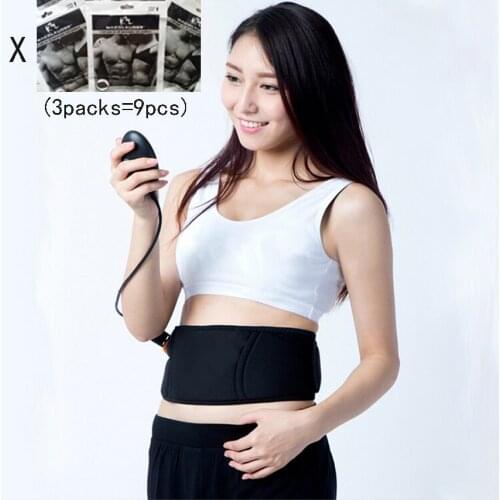 Built-in li-battery Smart 10 Modes 150 Levels Female Muscle Training Stimulator Slimming Belt Abs Massage Belt +Extra 3 gel pads