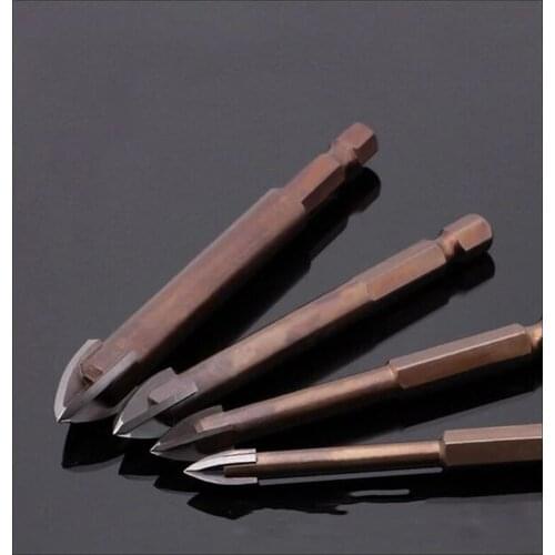 Tungsten Carbide Glass Drill Bit Alloy Carbide Point with 4 Cutting Edges Tile & Glass Cross Spear Head Drill Bits