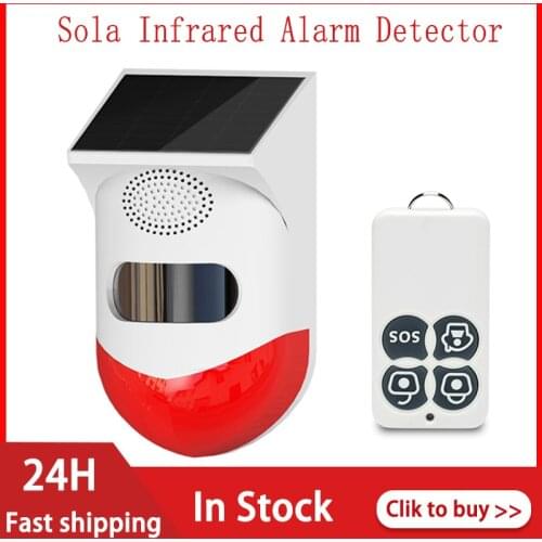 Outdoor Solar Infrared Alarm Detector Siren Motion Sensor Detector PIR Motion Sensor Wireless RF433 Remote Control Smart Home