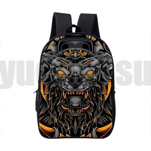 Terror Skull Ghost Bag Wolf School Backpack for Girls Boys Children Book Bag Abstraction Animal Lion Wolf Dragon Cute Travelbag