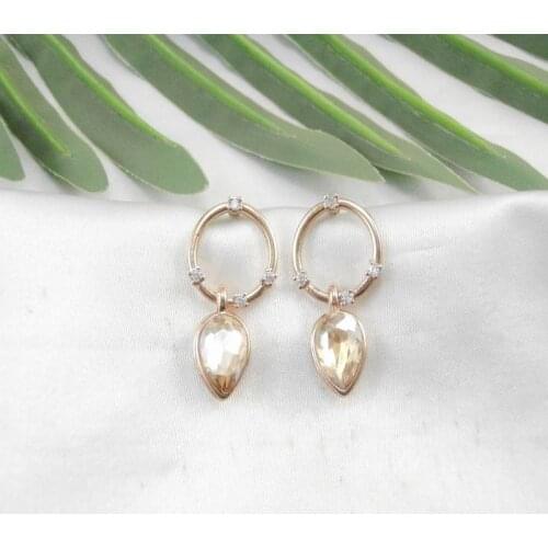 Shaped geometric inlay crystal faceted glass fashion simple versatile temperament Earrings