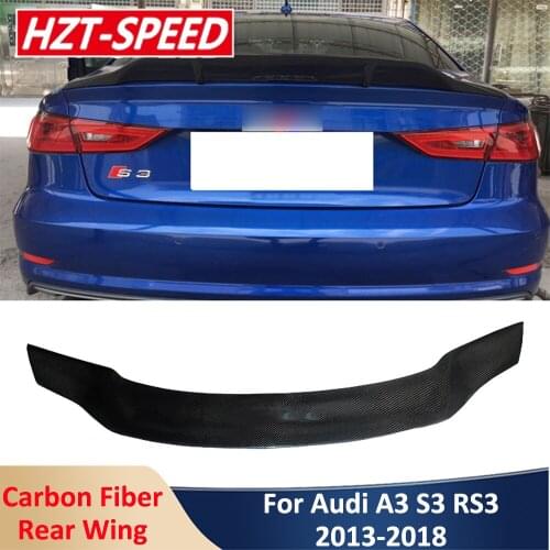 R-Style Real Carbon Fiber Material Rear Trunk Spoiler Wing Car Body Kit Modification For Audi A3 S3 RS3 Sedan 2013-2018