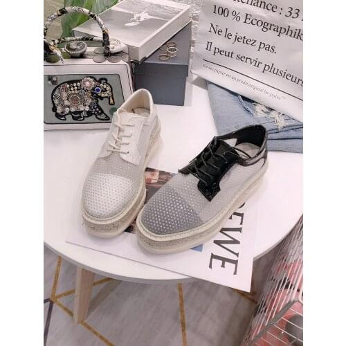 2021 spring and summer new sequined mesh low-top lace-up womens shoes breathable thick-soled casual shoes